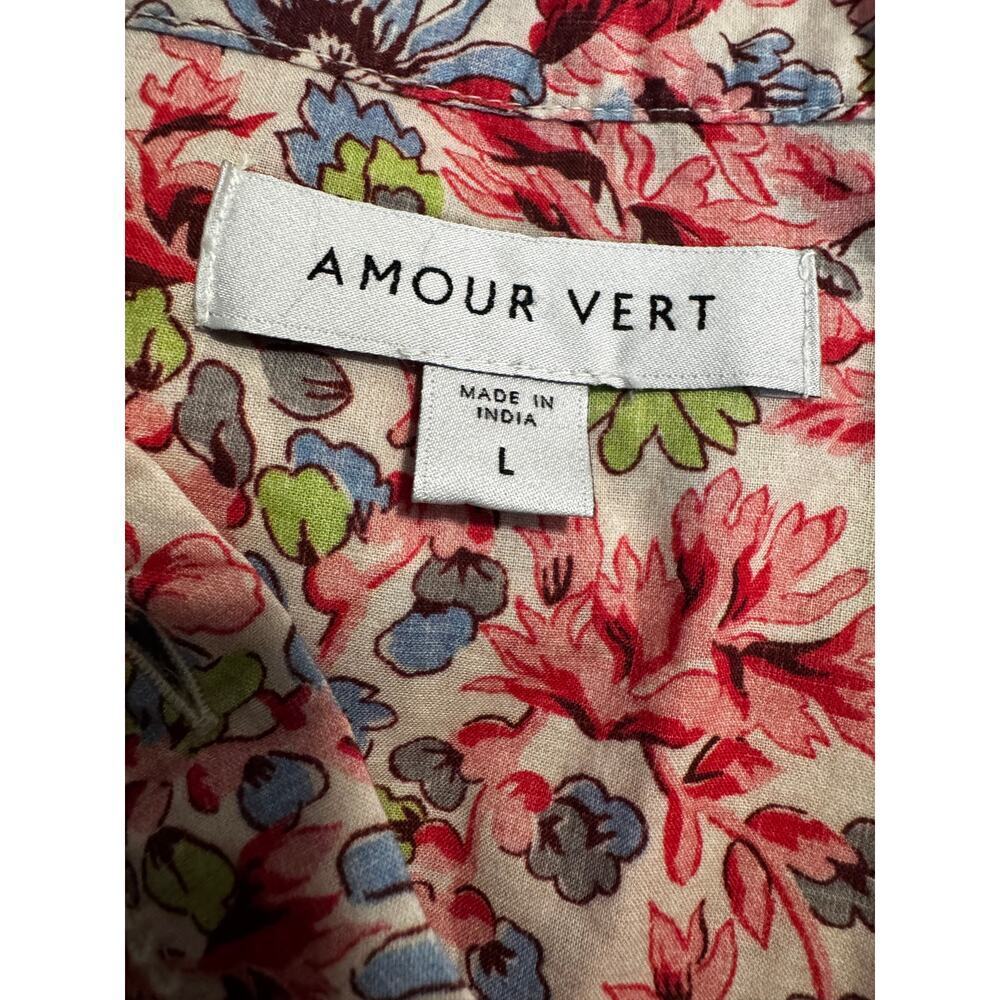Amour Vert Organic Cotton Floral Boho Floral Blouse Top Size Large - Picture 4 of 6